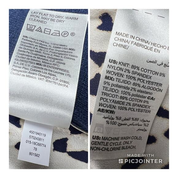 Chico's Heathered Blue Long Cardigan Leopard & Paisley Trim Chico's Size 1 (M/8) - Picture 11 of 14